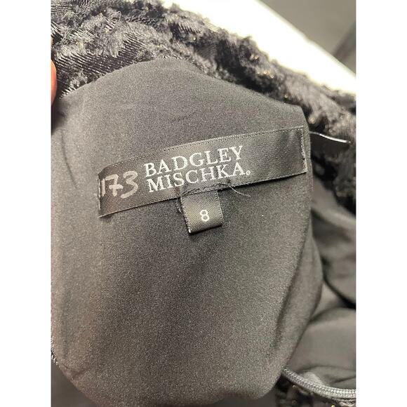 Badgley Mischka Formal Long Sleeve Dress Velvet Burnout Mock Neck Cocktail Sz8 - Picture 11 of 15